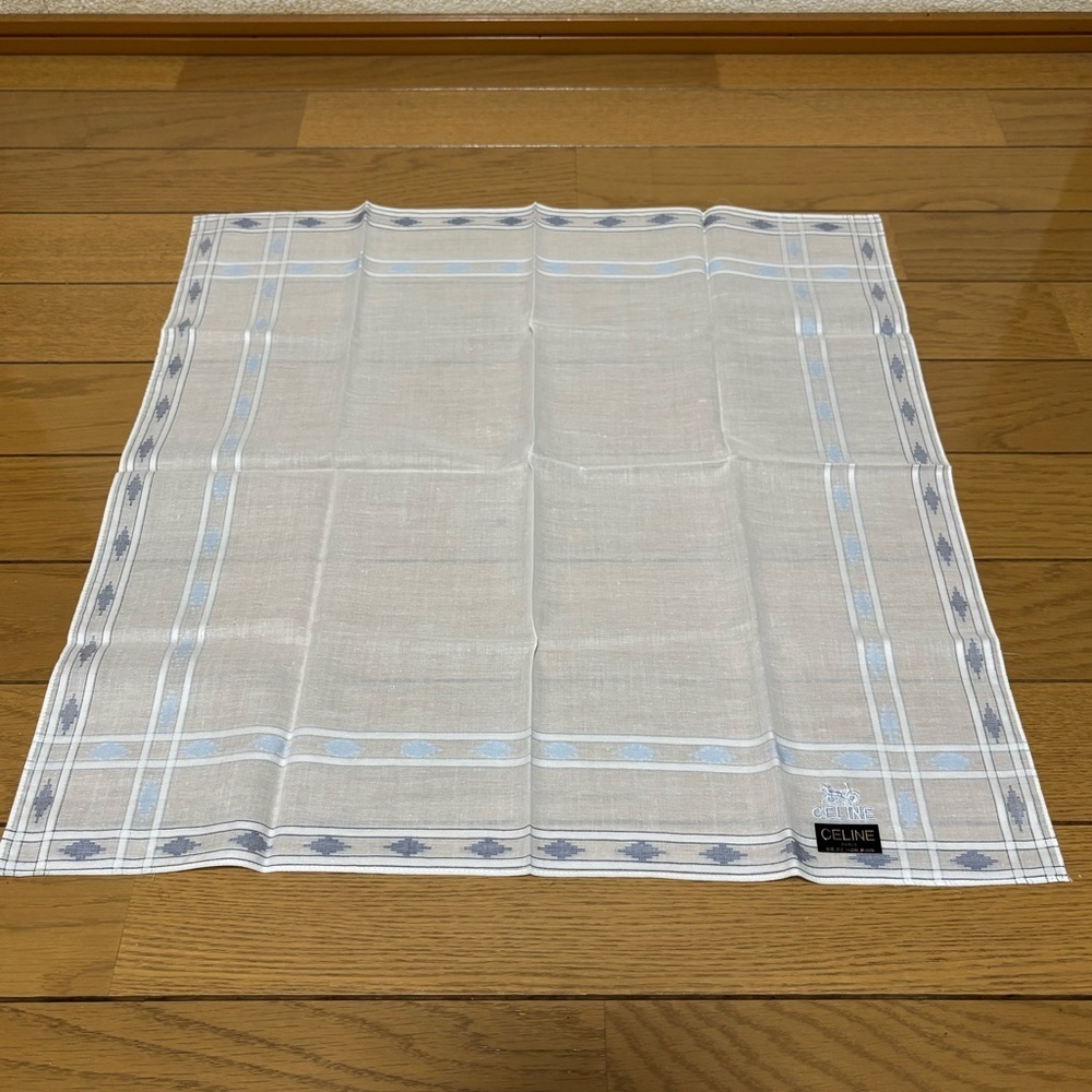 Celine Ivory and Sky Blue Unisex Handkerchief/Bandana 48cm x 47cm